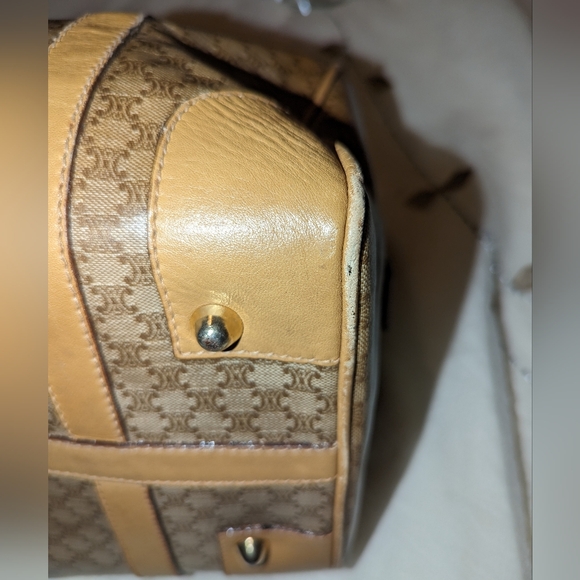 CELINE Logo Macadam Triompe Boston Bag PVC Leather Brown Gold Italy EUC COA - Picture 13 of 16